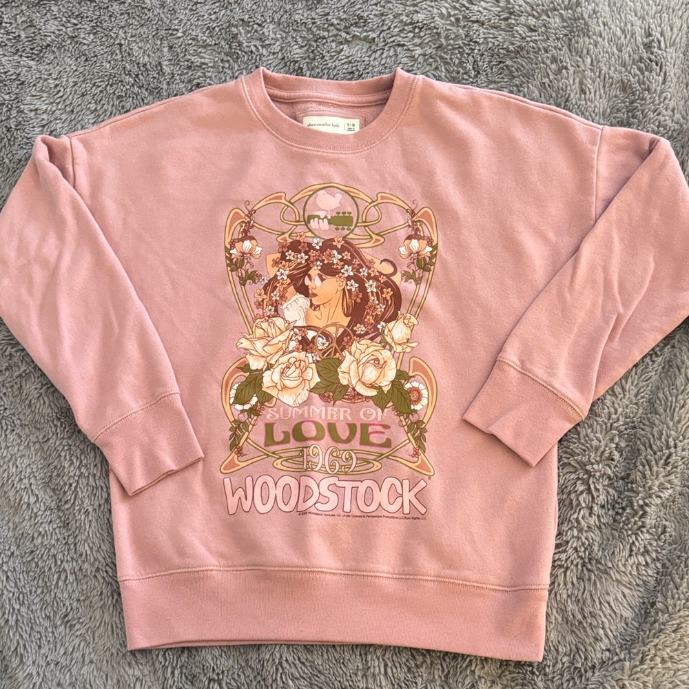 abercrombie kids Pink Woodstock Graphic Sweatshirt